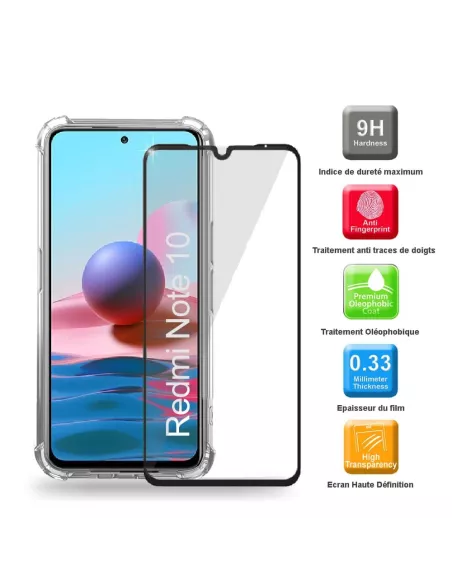 Xiaomi Redmi Note 10 Pack Coque antichocs + Protection écran 9H | I...