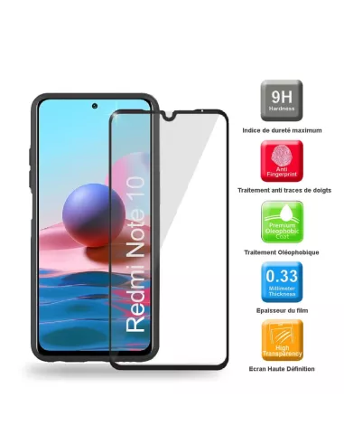 Xiaomi Redmi Note 10 Coque Liquid Silicone Soft Touch noir + Verre ...