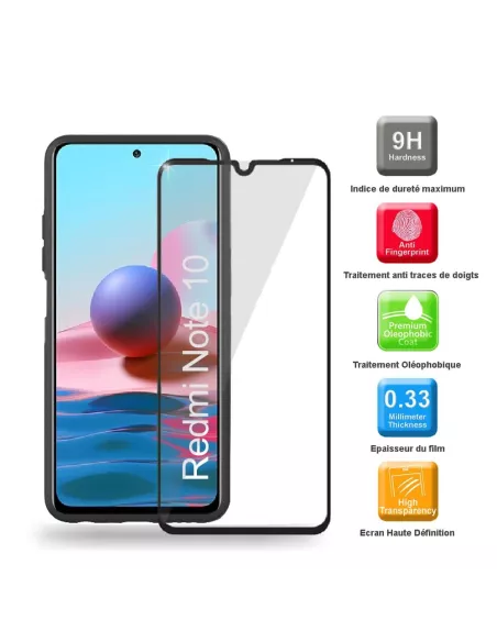 Xiaomi Redmi Note 10 Coque Liquid Silicone Soft Touch noir + Verre ...
