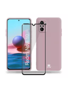 Xiaomi Redmi Note 10 Coque Liquid Silicone Soft Touch rose + Verre ...