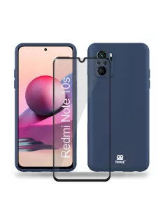 Xiaomi Redmi Note 10s Coque Liquid Silicone Soft Touch bleu + Verre...