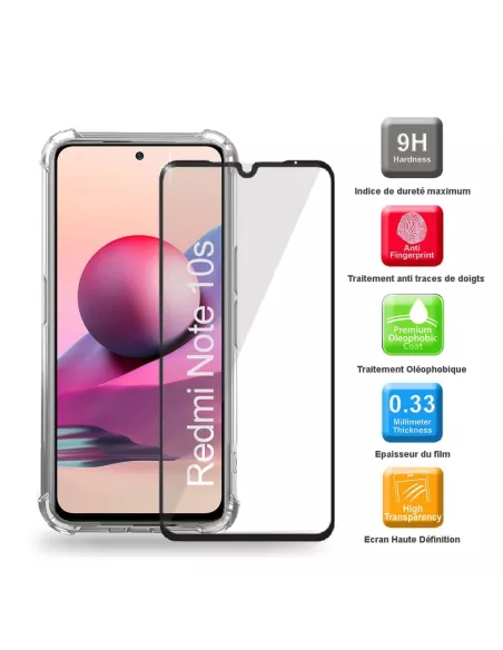 Xiaomi Redmi Note 10s Pack Coque antichocs + Protection écran 9H | ...