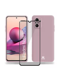 Xiaomi Redmi Note 10s Coque Liquid Silicone Soft Touch rose + Verre...