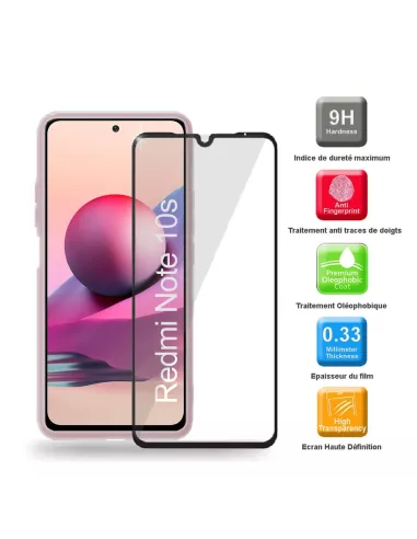 Xiaomi Redmi Note 10s Coque Liquid Silicone Soft Touch rose + Verre...