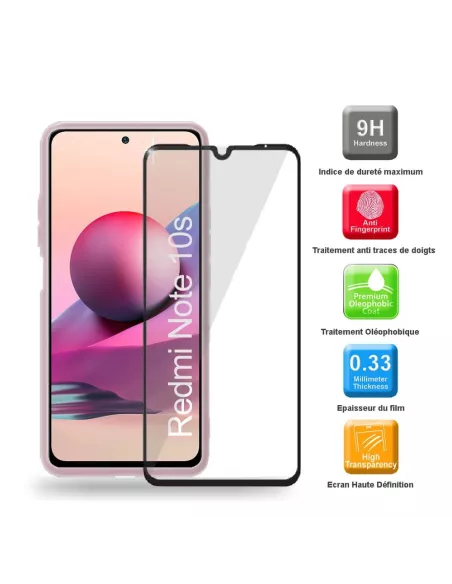 Xiaomi Redmi Note 10s Coque Liquid Silicone Soft Touch rose + Verre...