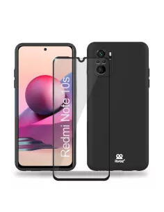 Xiaomi Redmi Note 10s Coque Liquid Silicone Soft Touch black + Glass...