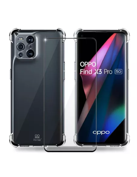 Oppo Find X3 Pro Shockproof Case + Screen Protector Pack 9H | Ibroz