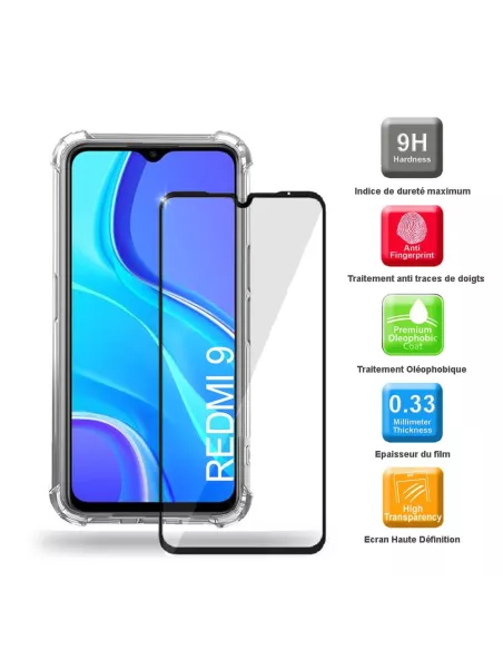Xiaomi Redmi 9 Pack Coque Antichoc Transparente + Protection écran ...