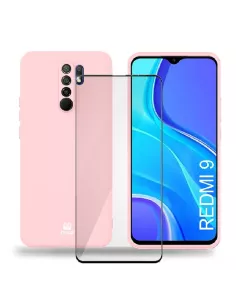 Xiaomi Redmi 9 Pink Liquid Silicone Soft Touch Case + Tempered Glass...