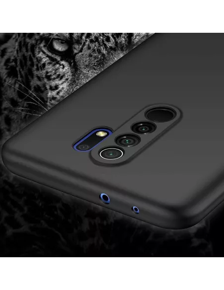 Xiaomi Redmi 9 Coque Liquid Silicone Soft Touch noir + Verre Trempé...