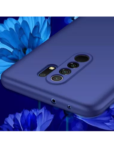 Xiaomi Redmi 9 Coque Liquid Silicone Soft Touch bleu + Verre Trempé...