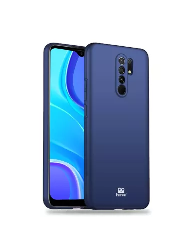 Xiaomi Redmi 9 Coque Liquid Silicone Soft Touch bleu + Verre Trempé...