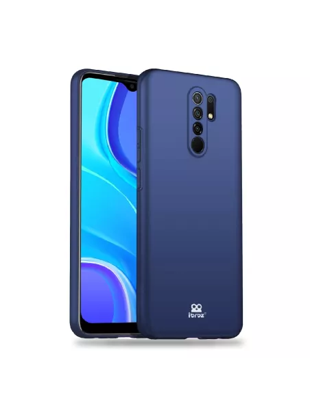 Xiaomi Redmi 9 Coque Liquid Silicone Soft Touch bleu + Verre Trempé...