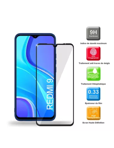 Xiaomi Redmi 9 Coque Liquid Silicone Soft Touch bleu + Verre Trempé...
