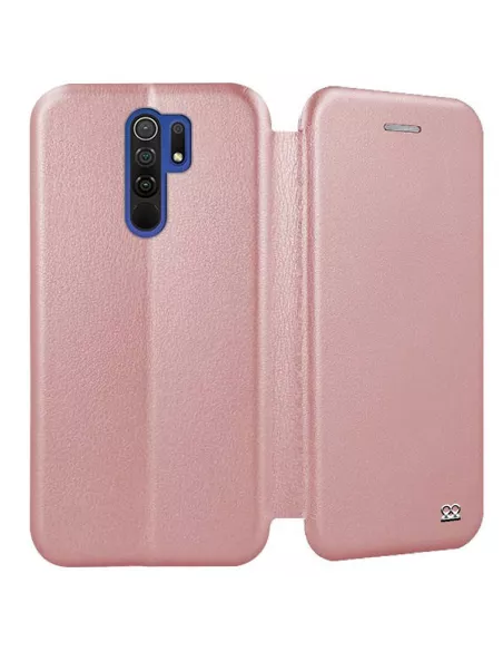 Xiaomi Redmi 9 Etui Cuir Folio Clam + Verre Trempé 9H - Rose | Ibroz