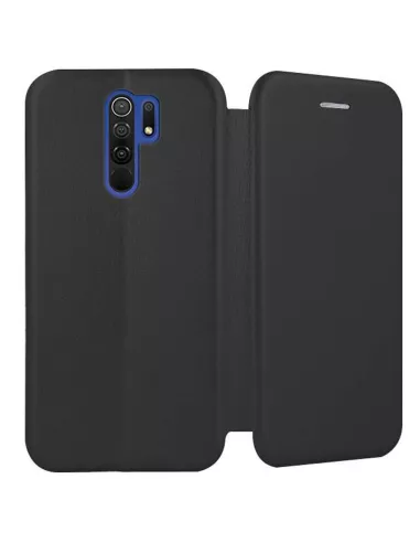 Xiaomi Redmi 9 Etui Cuir Folio Clam + Verre Trempé 9H - Noir | Ibroz
