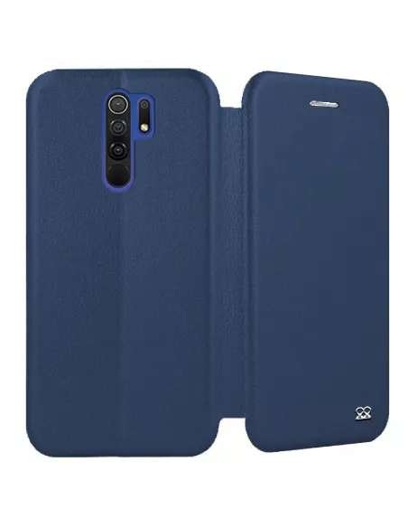 Xiaomi Redmi 9 Folio Clam Leather Case + 9H Tempered Glass - Blue | Ibroz