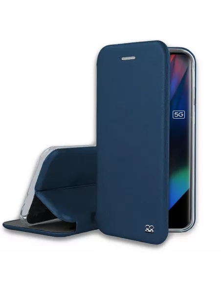 Oppo Find X3 Pro Folio Clam Leather Case + 9H Tempered Glass - Blue | Ibroz