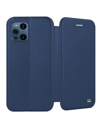 Oppo Find X3 Pro Folio Clam Leather Case + 9H Tempered Glass - Blue | Ibroz