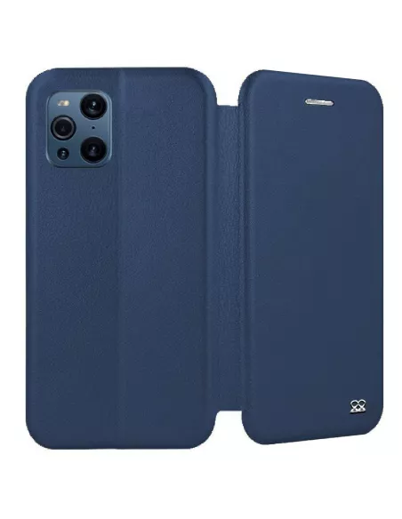 Oppo Find X3 Pro Etui Cuir Folio Clam + Verre Trempé 9H - Bleu | Ibroz