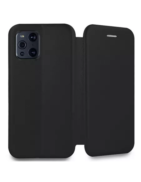 Oppo Find X3 Pro Etui Cuir Folio Clam + Verre Trempé 9H - Noir | Ibroz