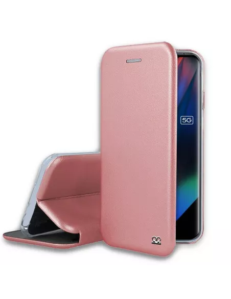 Oppo Find X3 Pro Etui Cuir Folio Clam + Verre Trempé 9H - Rose Gold...