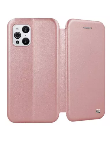 Oppo Find X3 Pro Folio Clam Leather Case + 9H Tempered Glass - Rose Gold...