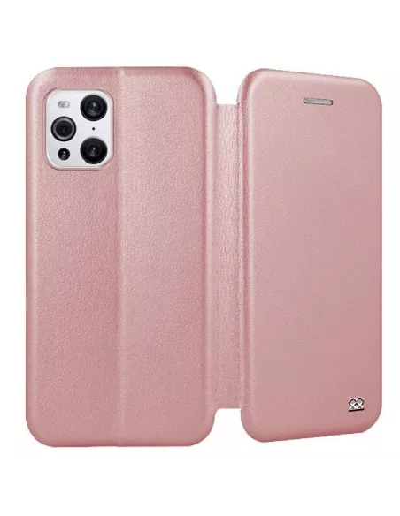 Oppo Find X3 Pro Etui Cuir Folio Clam + Verre Trempé 9H - Rose Gold...