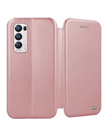 Oppo Find X3 Neo Etui Cuir Folio Clam + Verre Trempé 9H - Rose Gold...