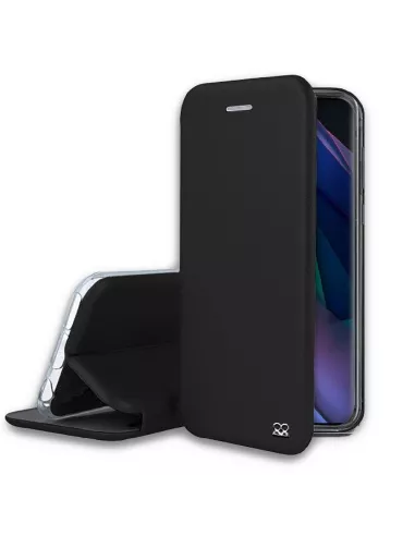 Oppo Find X3 Neo Leather Case Folio Clam + Tempered Glass 9H - Black | Ibroz