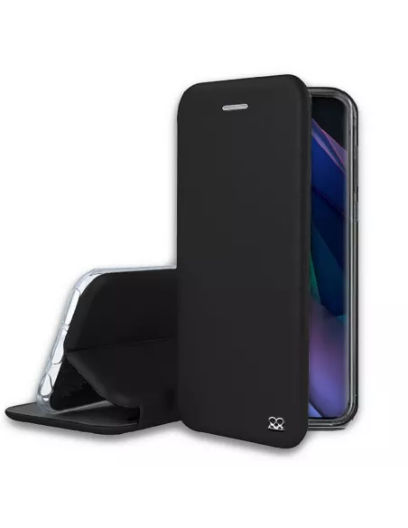 Oppo Find X3 Neo Leather Case Folio Clam + Tempered Glass 9H - Black | Ibroz