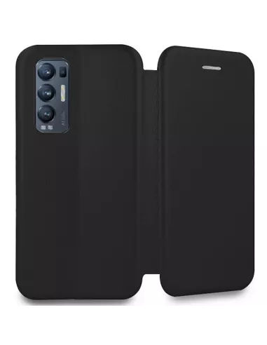 Oppo Find X3 Neo Etui Cuir Folio Clam + Verre Trempé 9H - Noir | Ibroz