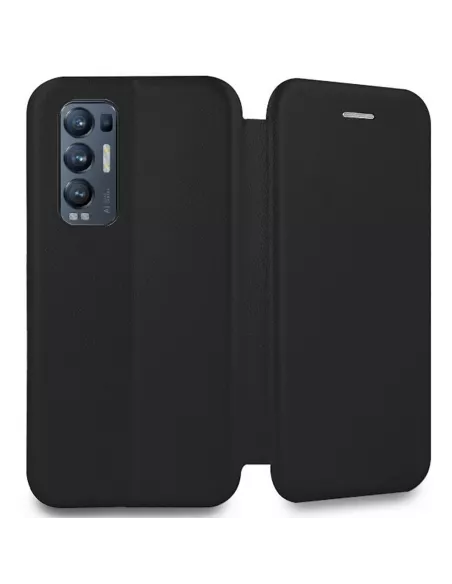 Oppo Find X3 Neo Etui Cuir Folio Clam + Verre Trempé 9H - Noir | Ibroz