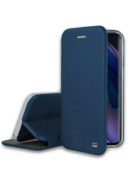Oppo Find X3 Neo Etui Cuir Folio Clam + Verre Trempé 9H - Bleu | Ibroz