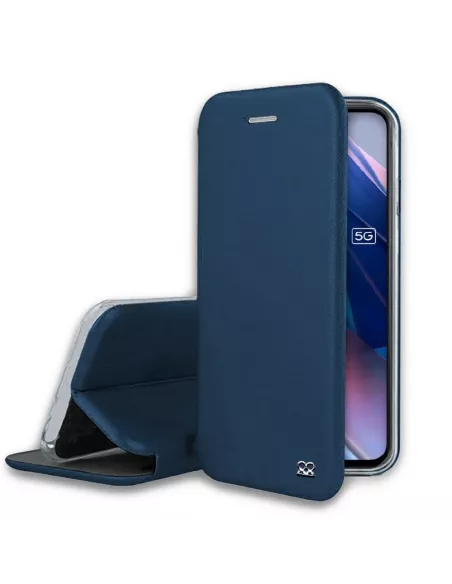 Oppo Find X3 Lite Etui Cuir Folio Clam + Verre Trempé 9H - Bleu | I...