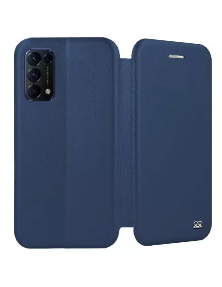 Oppo Find X3 Lite Folio Clam Leather Case + 9H Tempered Glass - Blue | I...