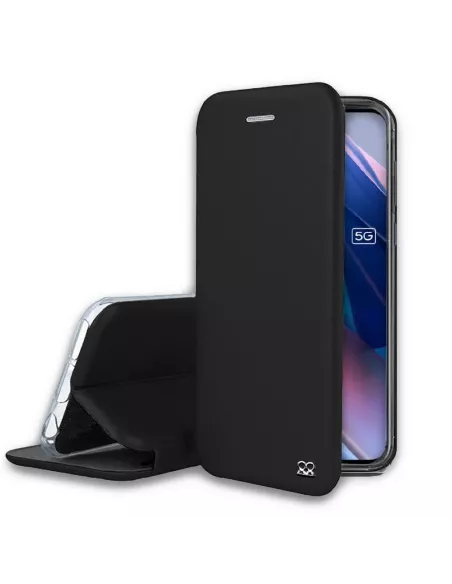 Oppo Find X3 Lite Folio Clam Leather Case - + 9H Tempered Glass - Black |...