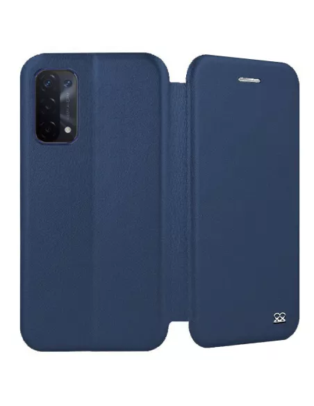 Oppo A54 Folio Clam Leather Case + 9H Tempered Glass - Blue | Ibroz