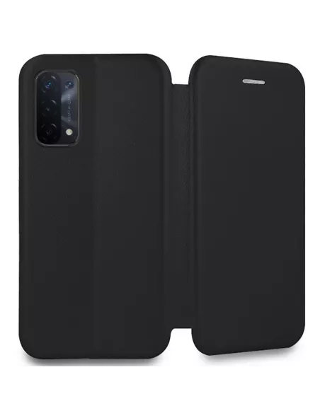 Oppo A54 Etui Cuir Folio Clam + Verre Trempé 9H - Noir | Ibroz