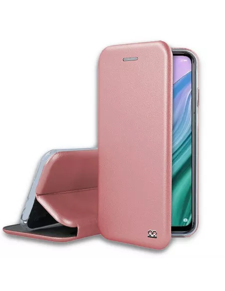 Oppo A54 Folio Clam Leather Case + 9H Tempered Glass - Rose Gold | Ibroz