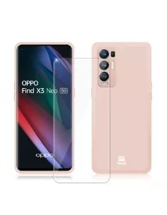 Find X3 Neo Coque Liquid Silicone Soft Touch + Verre Trempé 9H - Ro...
