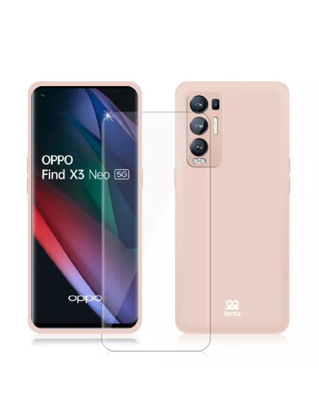 Find X3 Neo Coque Liquid Silicone Soft Touch + Verre Trempé 9H - Ro...