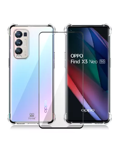 Oppo Find X3 Neo Pack Shockproof case + 9H screen protector - Trans...