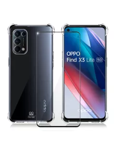 Oppo Find X3 Lite Shockproof Case + 9H Screen Protector Pack - Tran...