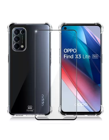 Oppo Find X3 Lite Shockproof Case + 9H Screen Protector Pack - Tran...