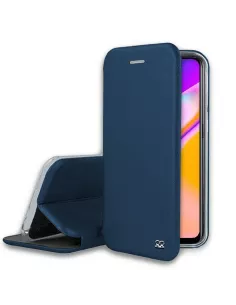 Oppo A94 Folio Clam Leather Case + Tempered Glass - Blue | Ibroz
