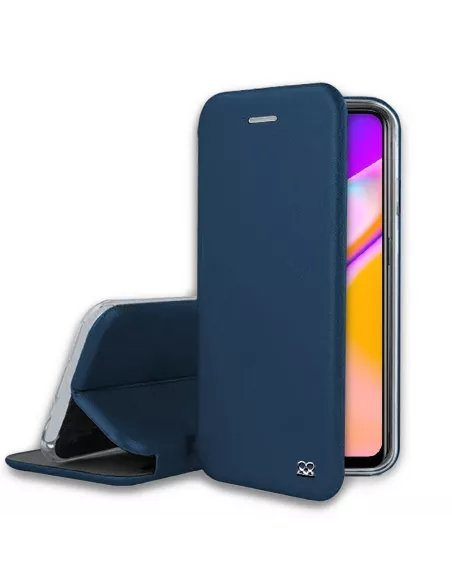 Oppo A94 Folio Clam Leather Case + Tempered Glass - Blue | Ibroz