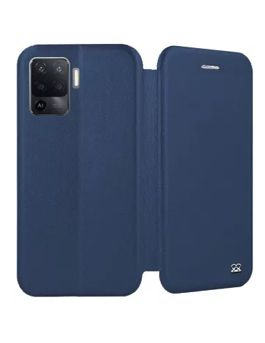 Oppo A94 Folio Clam Leather Case + Tempered Glass - Blue | Ibroz