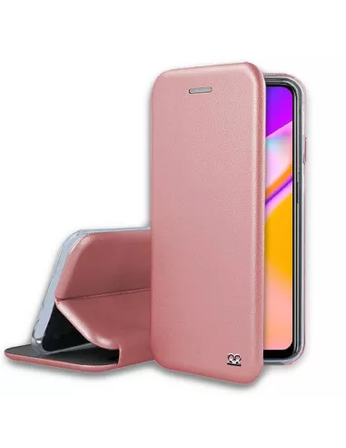 Oppo A94 Folio Clam Leather Case + Tempered Glass - Pink | Ibroz