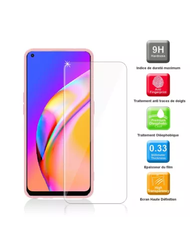 Oppo A94 Liquid Silicone Case + 9H Tempered Glass - Pink | Ibroz